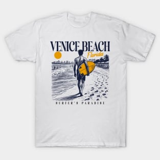 Vintage Surfing Venice Beach, Florida // Retro Surfer Sketch // Surfer's Paradise T-Shirt